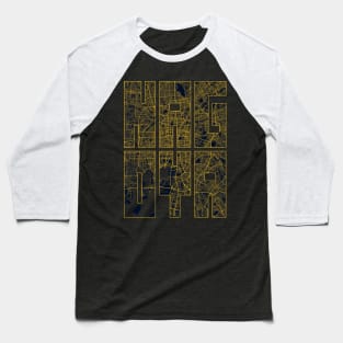 Nagoya, Japan City Map Typography - Gold Art Deco Baseball T-Shirt